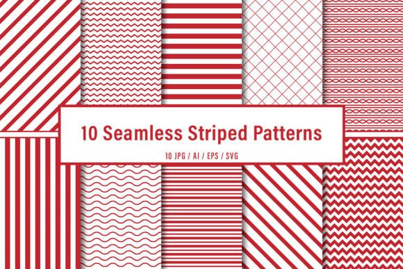 10 Seamless Dark Red Striped Patterns