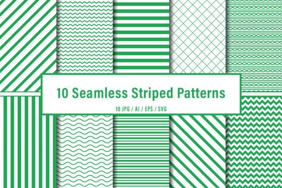 10 Seamless Green 2 Striped Patterns: Versatile, Customizable Design Assets for Modern Creatives