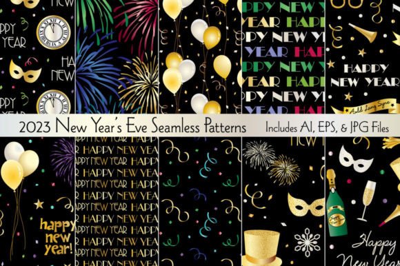 2023 Seamless New Year’s Eve Patterns: Design Flexibility Meets Festive Precision