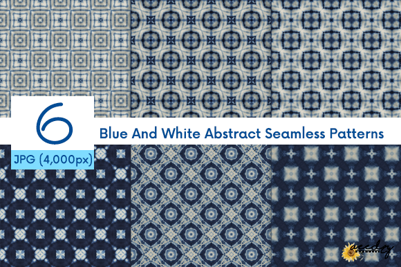 Blue and White Abstract Patterns Set
