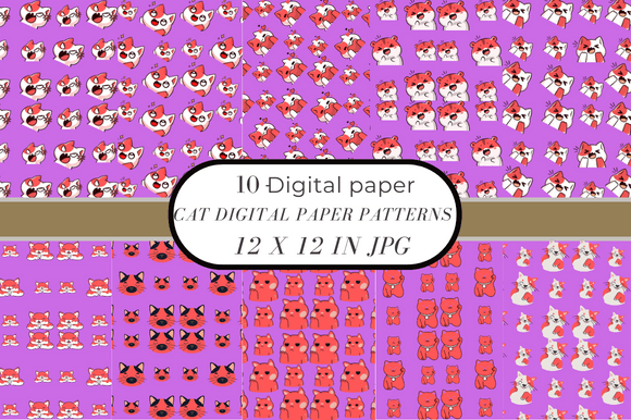 Cat Digital Paper Cat Patterns