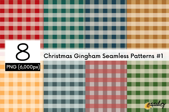 Christmas Gingham Seamless Patterns Set: Effortless Holiday Design for Every Creative Project