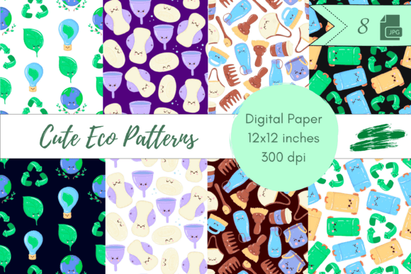 Cute Eco Seamless Patterns: Hand-Drawn Joy for Sustainable Design