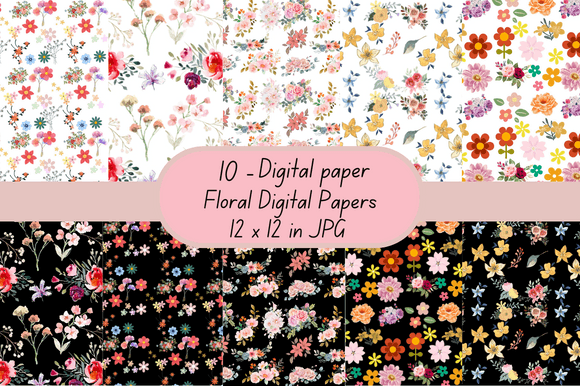 Cute Floral Digital Papers Patterns: Beautiful, Versatile Backdrops for Every Creative Project