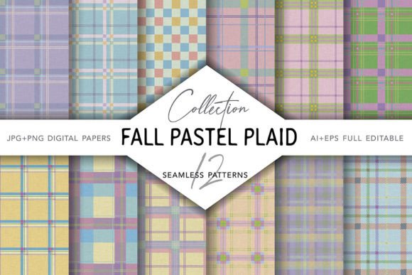 Fall Pastel Seamless Plaid Patterns