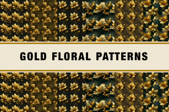 Golden Floral Seamless Patterns