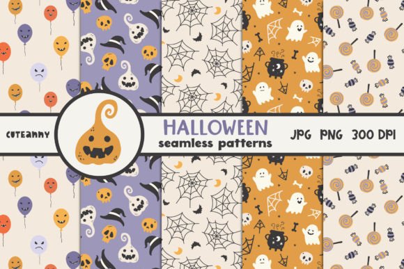 Halloween Digital Paper Patterns: Scandinavian Charm Meets Playful Spookiness for Versatile Creative Projects