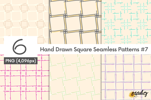 Hand Drawn Square Seamless Patterns Set