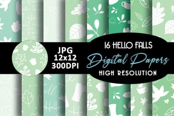 Mint Hello Fall Digital Papers Patterns