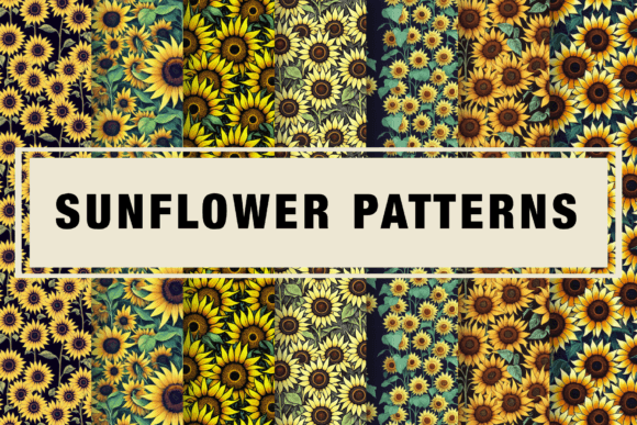 Seamless Sunflower Patterns – Set of 7