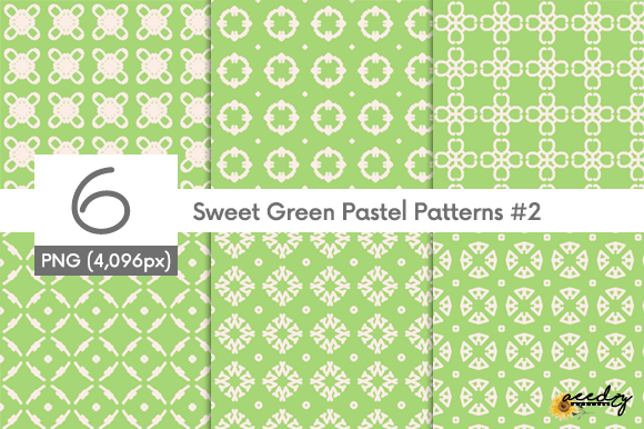 Sweet Green Pastel Patterns Set