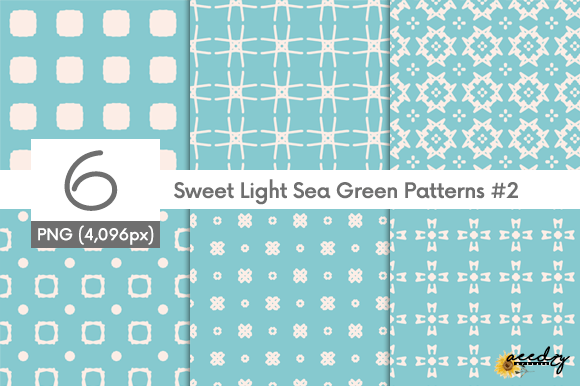 Sweet Light Sea Green Patterns Set