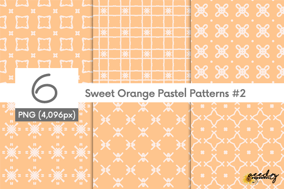 Sweet Orange Pastel Patterns Set