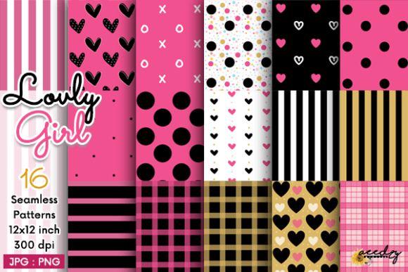 Unlock Creative Freedom with the Lovely Girl Seamless Patterns Set