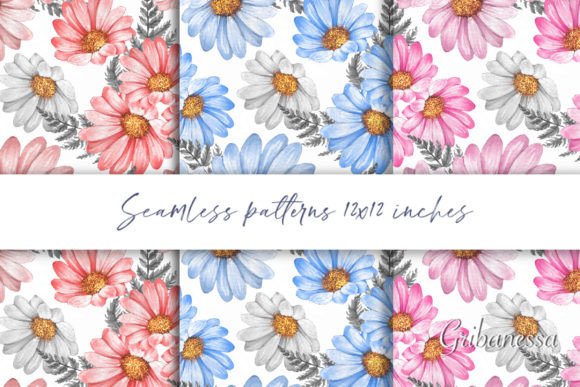 Watercolor Floral Patterns. Set of 3